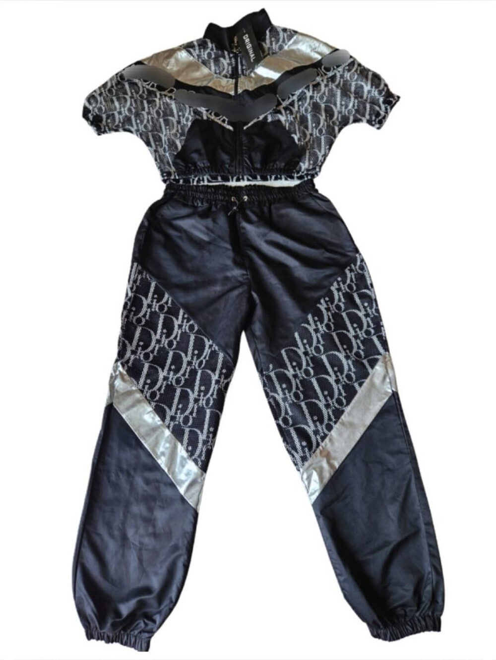 Black & Silver Logo Track Jumpsuit